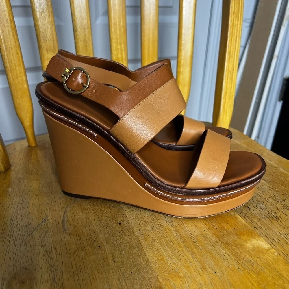 Tory Burch Selby Two Toned Wedge Sandals 9.5